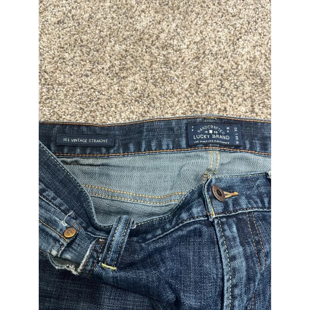Lucky Brand 361 Vintage Straight Jeans Mens 34x32 Dark Wash Denim Blue